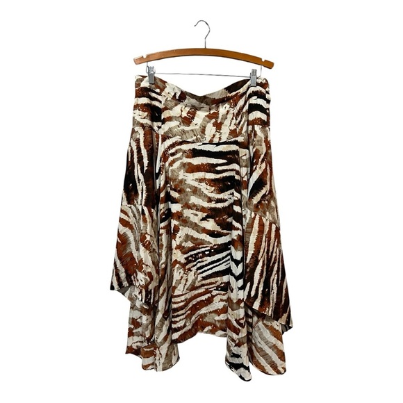 Calvin Klein Handkerchief Hem Pull On Skirt in Terracotta Multi Women's Size 12 - Picture 2 of 6